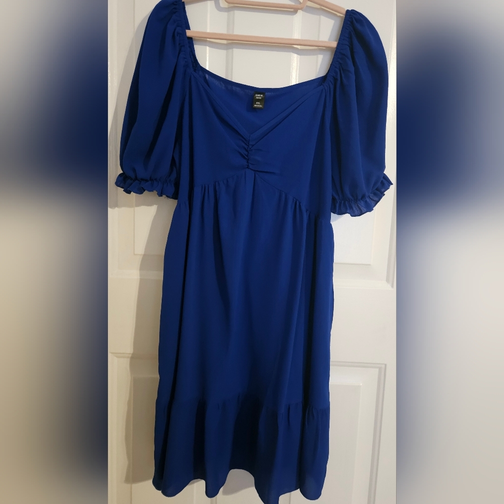 SHEIN Cobalt Blue Puff Sleeve Dress